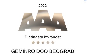 Gemikro Beograd dodeljen AAA platinasti sertifikat i za 2022. godinu